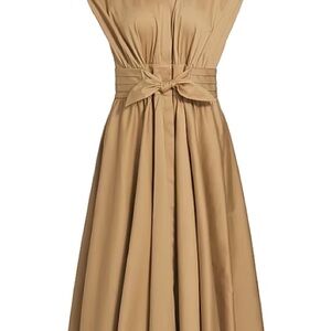 Kobi Halperin Camel Tie-Front Midi Dress